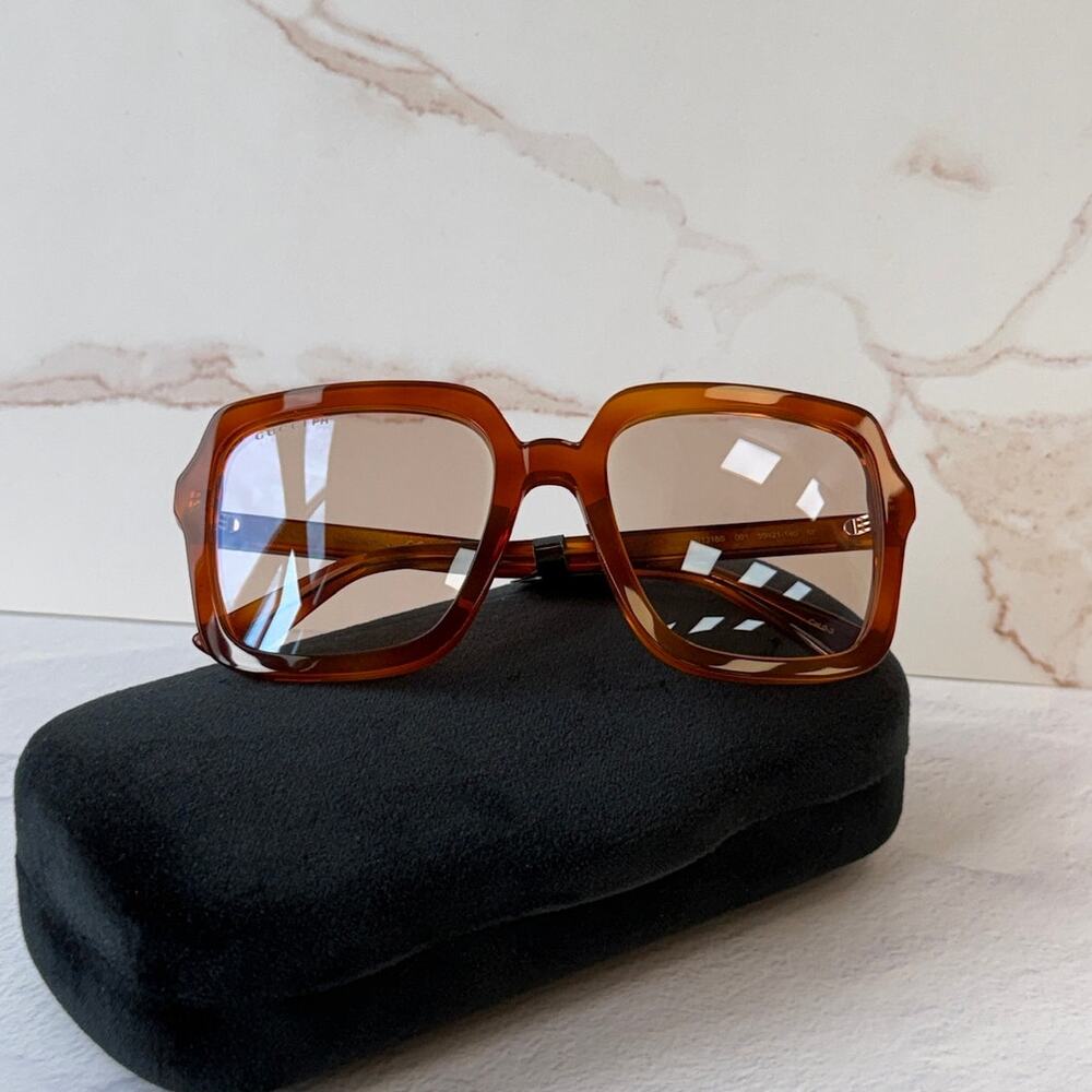 NEW Gucci GG1318S Brown Square Photochromic Sunglasses